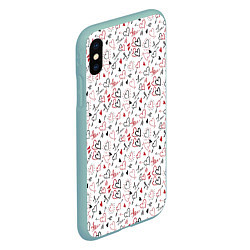 Чехол iPhone XS Max матовый Valentines Pattern, цвет: 3D-мятный — фото 2