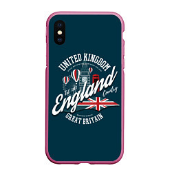 Чехол iPhone XS Max матовый Англия England, цвет: 3D-малиновый