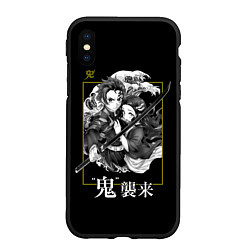 Чехол iPhone XS Max матовый Танджиро и Незуко Камадо, цвет: 3D-черный