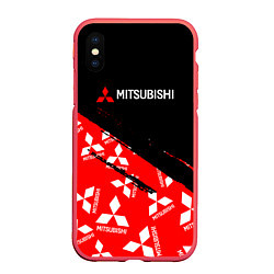 Чехол iPhone XS Max матовый Mitsubishi - Диагональ паттерн