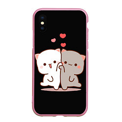 Чехол iPhone XS Max матовый Кошачья любовь навсегда Kitty love forever, цвет: 3D-розовый