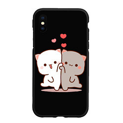 Чехол iPhone XS Max матовый Кошачья любовь навсегда Kitty love forever, цвет: 3D-черный