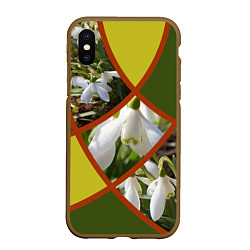 Чехол iPhone XS Max матовый Весна 8 Марта Подснежники, цвет: 3D-коричневый