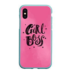 Чехол iPhone XS Max матовый Girl Boss!, цвет: 3D-мятный