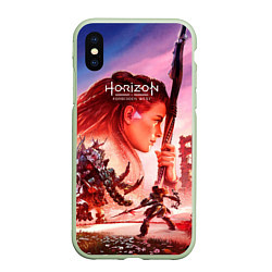 Чехол iPhone XS Max матовый Horizon Forbidden West game poster, цвет: 3D-салатовый