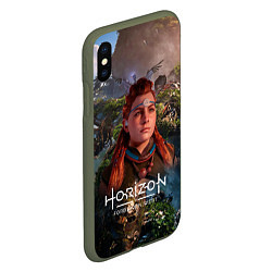 Чехол iPhone XS Max матовый Horizon Forbidden West Элой, цвет: 3D-темно-зеленый — фото 2