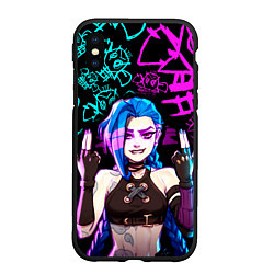 Чехол iPhone XS Max матовый JINX ДЖИНКС NEON PATTERN, цвет: 3D-черный