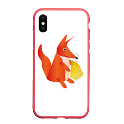 Чехол iPhone XS Max матовый Fox poligonal with bit of cheese, цвет: 3D-красный