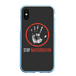 Чехол iPhone XS Max матовый STOP MASTURBATION, цвет: 3D-голубой