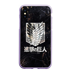 Чехол iPhone XS Max матовый Атака Титанов Логотип Свечение, цвет: 3D-светло-сиреневый