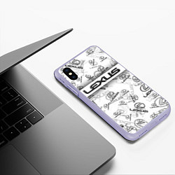 Чехол iPhone XS Max матовый LEXUS BIG EMBLEMA PATTERN, цвет: 3D-светло-сиреневый — фото 2