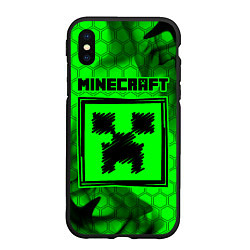 Чехол iPhone XS Max матовый MINECRAFT - Зеленый Крипер