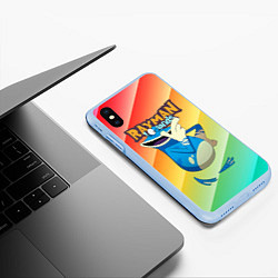 Чехол iPhone XS Max матовый Rayman globox радуга, цвет: 3D-голубой — фото 2