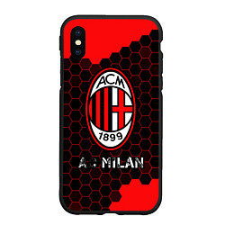 Чехол iPhone XS Max матовый МИЛАН AC Milan Соты