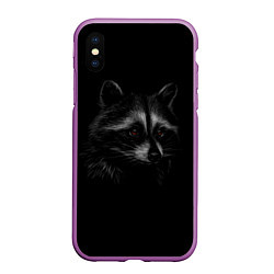 Чехол iPhone XS Max матовый Милаха енот, цвет: 3D-фиолетовый