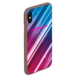 Чехол iPhone XS Max матовый Cyberpunk abstract neon, цвет: 3D-коричневый — фото 2