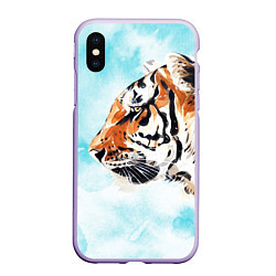 Чехол iPhone XS Max матовый Tiger paints, цвет: 3D-светло-сиреневый