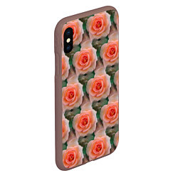 Чехол iPhone XS Max матовый Нежные розы паттерн, цвет: 3D-коричневый — фото 2