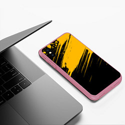 Чехол iPhone XS Max матовый Black and yellow grunge, цвет: 3D-малиновый — фото 2