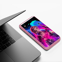 Чехол iPhone XS Max матовый Vi Ви Cyberpunk 2077, цвет: 3D-малиновый — фото 2