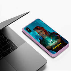 Чехол iPhone XS Max матовый Vi girl cyberpunk 2077, цвет: 3D-сиреневый — фото 2