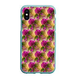 Чехол iPhone XS Max матовый Фиолетовые цветочки 3d, цвет: 3D-мятный