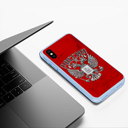 Чехол iPhone XS Max матовый ГЕРБ РОССИИ КРАСНЫЙ, цвет: 3D-голубой — фото 2