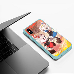 Чехол iPhone XS Max матовый Осенняя Прогулка Чашек Cuphead, цвет: 3D-мятный — фото 2