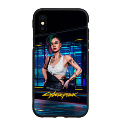 Чехол iPhone XS Max матовый Judy Джуди Cyberpunk 2077, цвет: 3D-черный