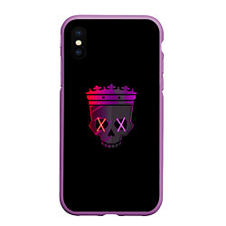 Чехол iPhone XS Max матовый Череп с короной Skull with crown, цвет: 3D-фиолетовый