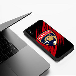 Чехол iPhone XS Max матовый Florida Panthers, Флорида Пантерз, NHL, цвет: 3D-черный — фото 2