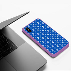 Чехол iPhone XS Max матовый Узор Blue Dope Ski Mask Camo Dope Street Market, цвет: 3D-фиолетовый — фото 2