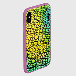 Чехол iPhone XS Max матовый Кожа ящерицы, цвет: 3D-фиолетовый — фото 2