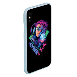 Чехол iPhone XS Max матовый Cyber World, цвет: 3D-голубой — фото 2