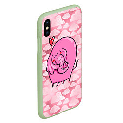 Чехол iPhone XS Max матовый Розовый влюбленный слон, цвет: 3D-салатовый — фото 2