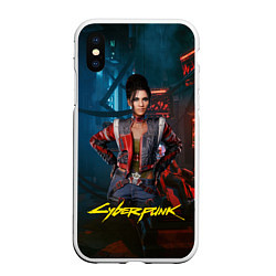 Чехол iPhone XS Max матовый Panam Cyberpunk2077 Панам, цвет: 3D-белый