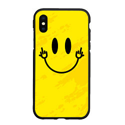 Чехол iPhone XS Max матовый Smiley with fucks, цвет: 3D-черный
