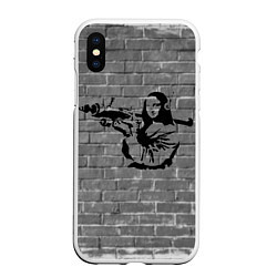 Чехол iPhone XS Max матовый Мона Лиза Бэнкси Banksy, цвет: 3D-белый