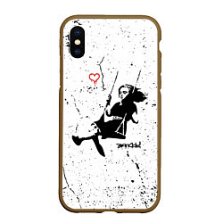 Чехол iPhone XS Max матовый BANKSY БЭНКСИ девочка качается на качелях