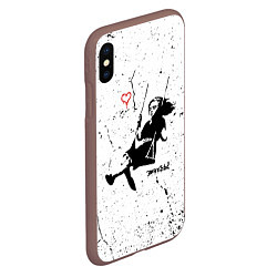 Чехол iPhone XS Max матовый BANKSY БЭНКСИ девочка качается на качелях, цвет: 3D-коричневый — фото 2