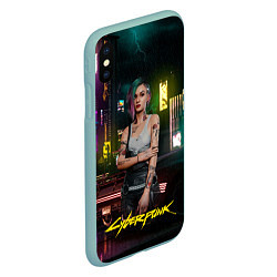 Чехол iPhone XS Max матовый Judy cyberpunk2077, цвет: 3D-мятный — фото 2