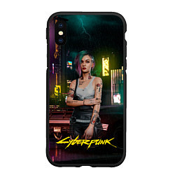Чехол iPhone XS Max матовый Judy cyberpunk2077, цвет: 3D-черный