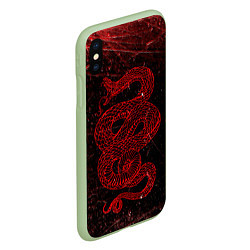 Чехол iPhone XS Max матовый Красная Змея Red Snake Глитч, цвет: 3D-салатовый — фото 2