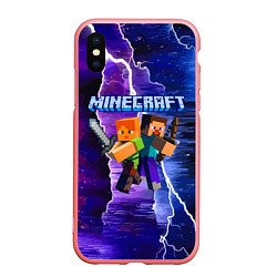 Чехол iPhone XS Max матовый Minecraft Neon, цвет: 3D-баблгам