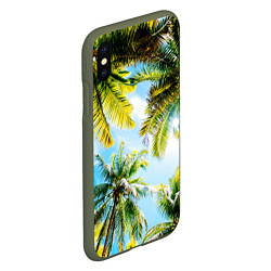 Чехол iPhone XS Max матовый Пальмы под солнцем, цвет: 3D-темно-зеленый — фото 2