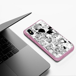 Чехол iPhone XS Max матовый Обещанный Неверленд pattern, цвет: 3D-розовый — фото 2