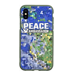 Чехол iPhone XS Max матовый Peace Ambassador Посол мира, цвет: 3D-темно-зеленый