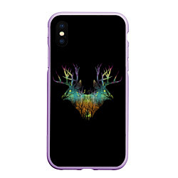Чехол iPhone XS Max матовый Душа природы - олени, цвет: 3D-сиреневый