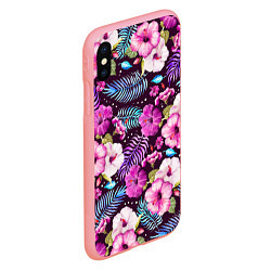 Чехол iPhone XS Max матовый Цветочный Паттерн Flowers and leaves, цвет: 3D-баблгам — фото 2
