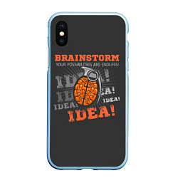 Чехол iPhone XS Max матовый Мозговой Штурм Brainstorm, цвет: 3D-голубой